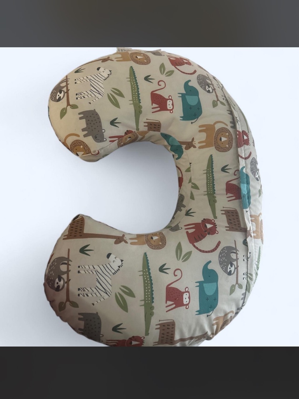 Boppy Nursing Pillow in Cream with Multi-Color Safari Animals